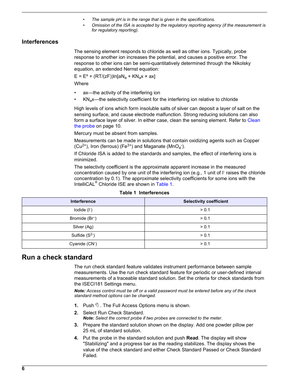 Interferences, Run a check standard | Hach-Lange ISECL18103 User Manual User Manual | Page 6 / 14