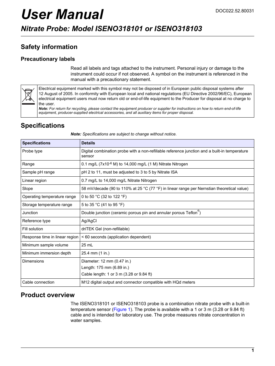 Hach-Lange ISENO318103 User Manual User Manual | 14 pages