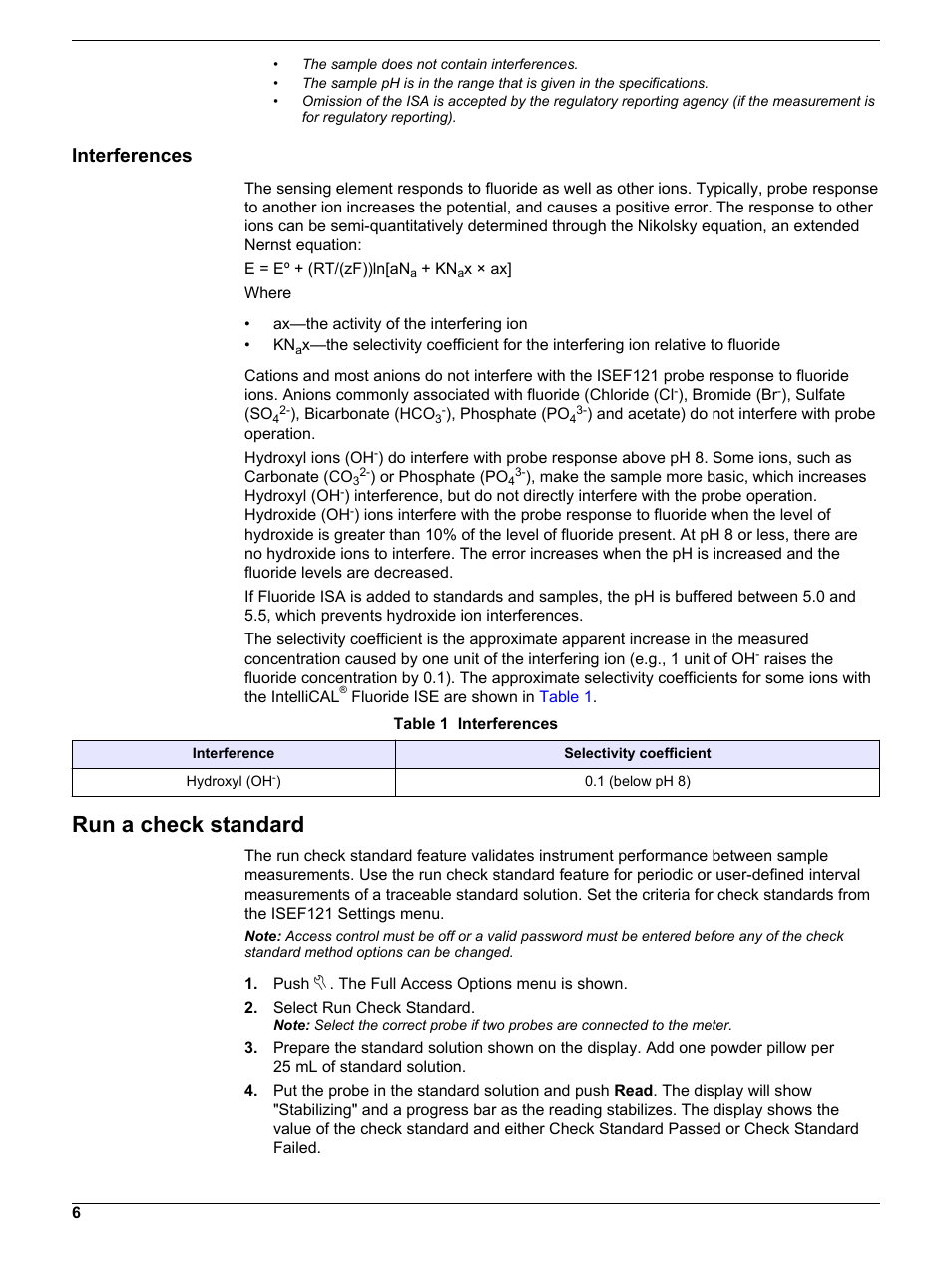 Interferences, Run a check standard | Hach-Lange ISEF12103 User Manual User Manual | Page 6 / 14
