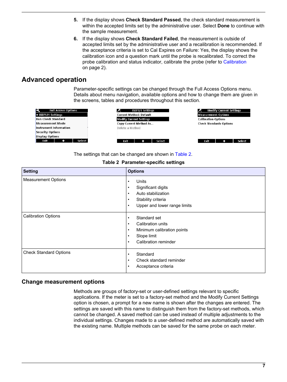 Advanced operation, Change measurement options | Hach-Lange ISEF12103 User Manual User Manual | Page 7 / 14