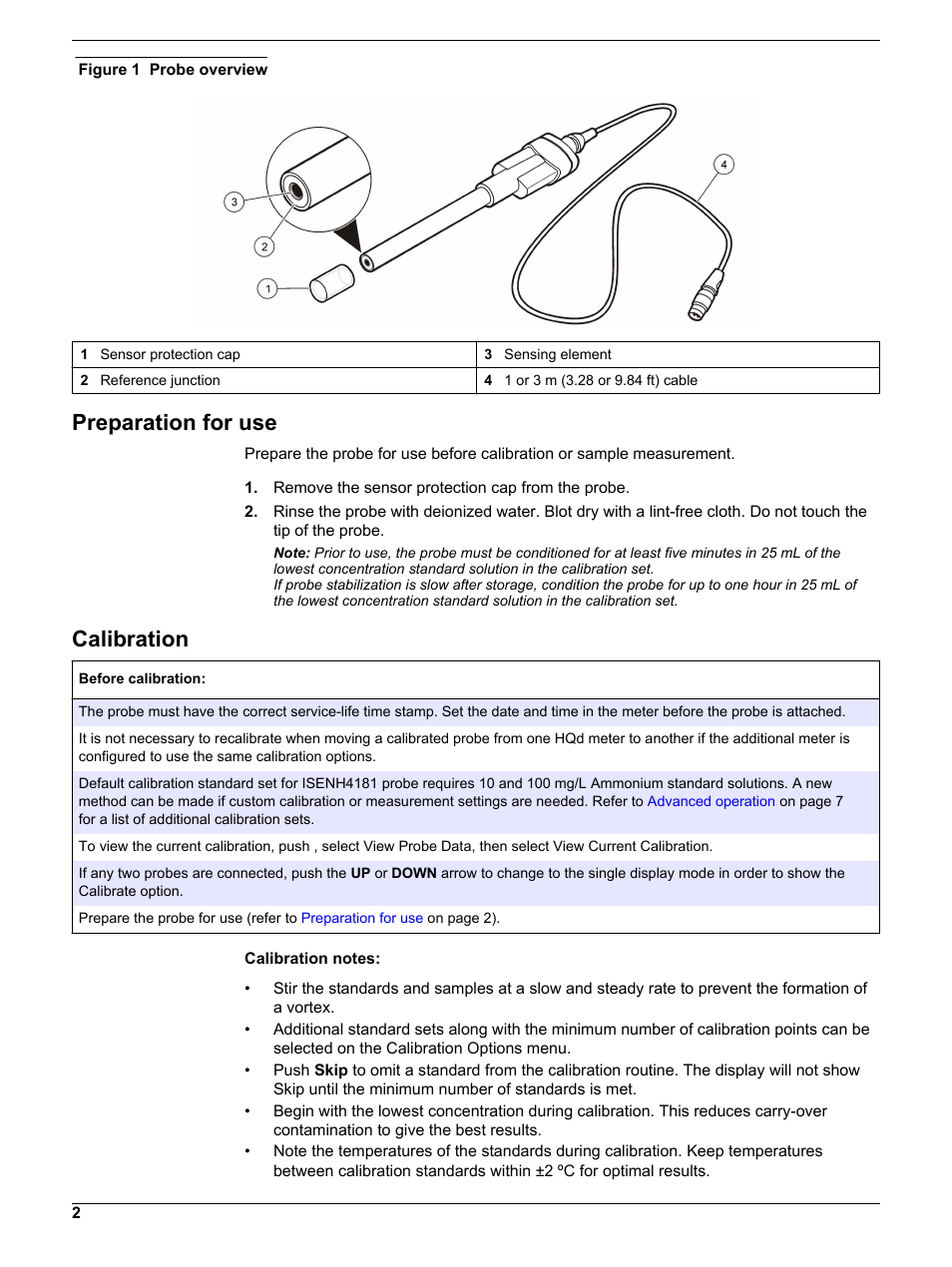 Preparation for use, Calibration | Hach-Lange ISENH418103 User Manual User Manual | Page 2 / 14