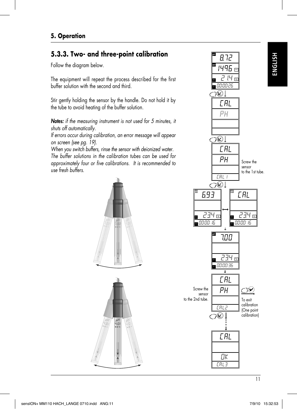 Two- and three-point calibration, Operation english | Hach-Lange SENSION+ MM110 User Manual | Page 15 / 74