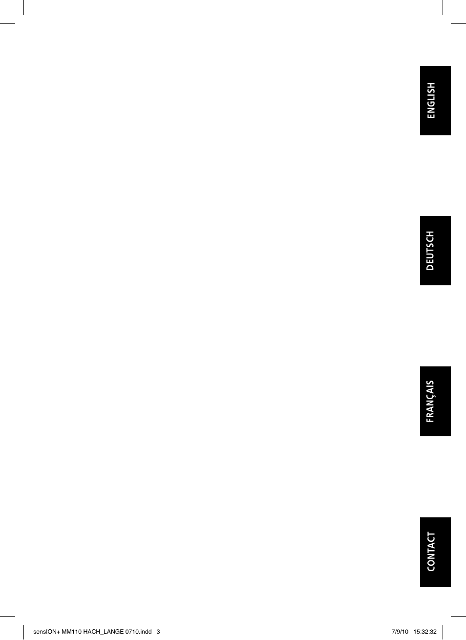 Cont act français deutsch english | Hach-Lange SENSION+ MM110 User Manual | Page 3 / 74