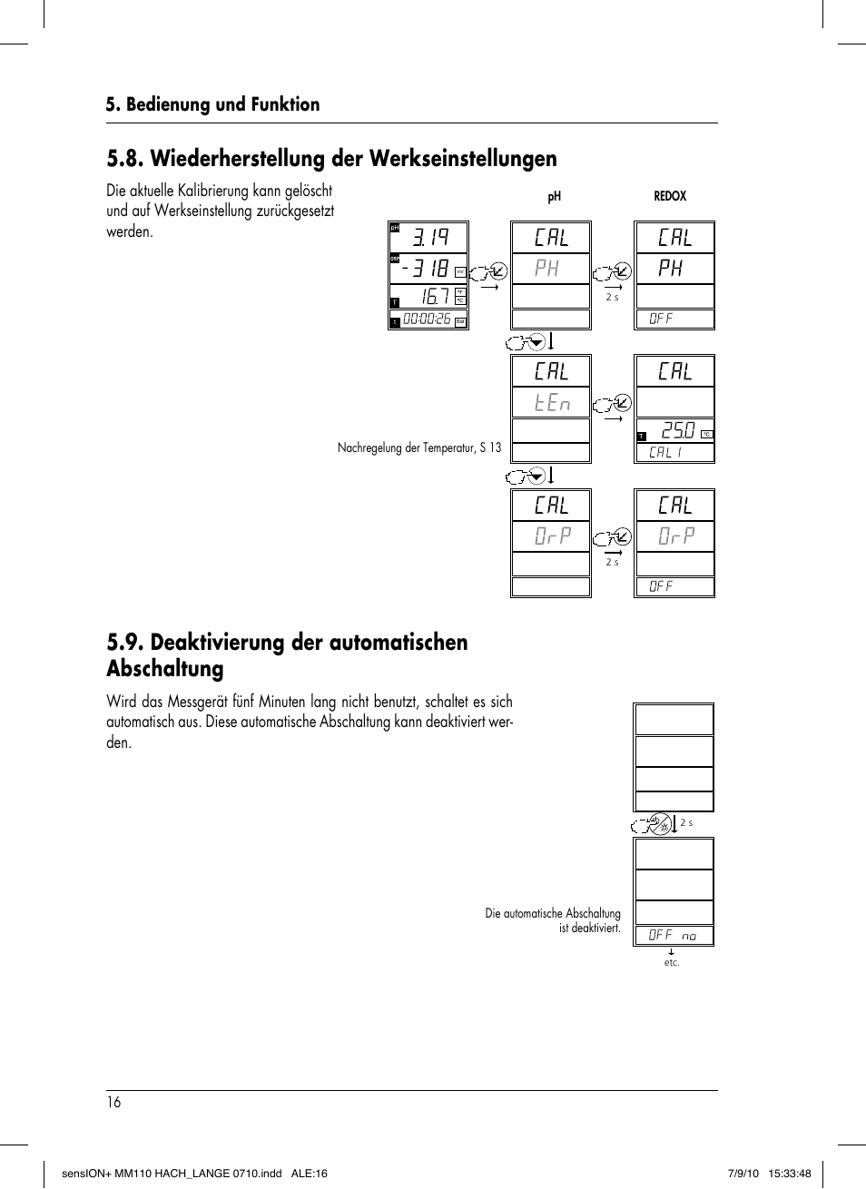 Bedienung und funktion | Hach-Lange SENSION+ MM110 User Manual | Page 42 / 74