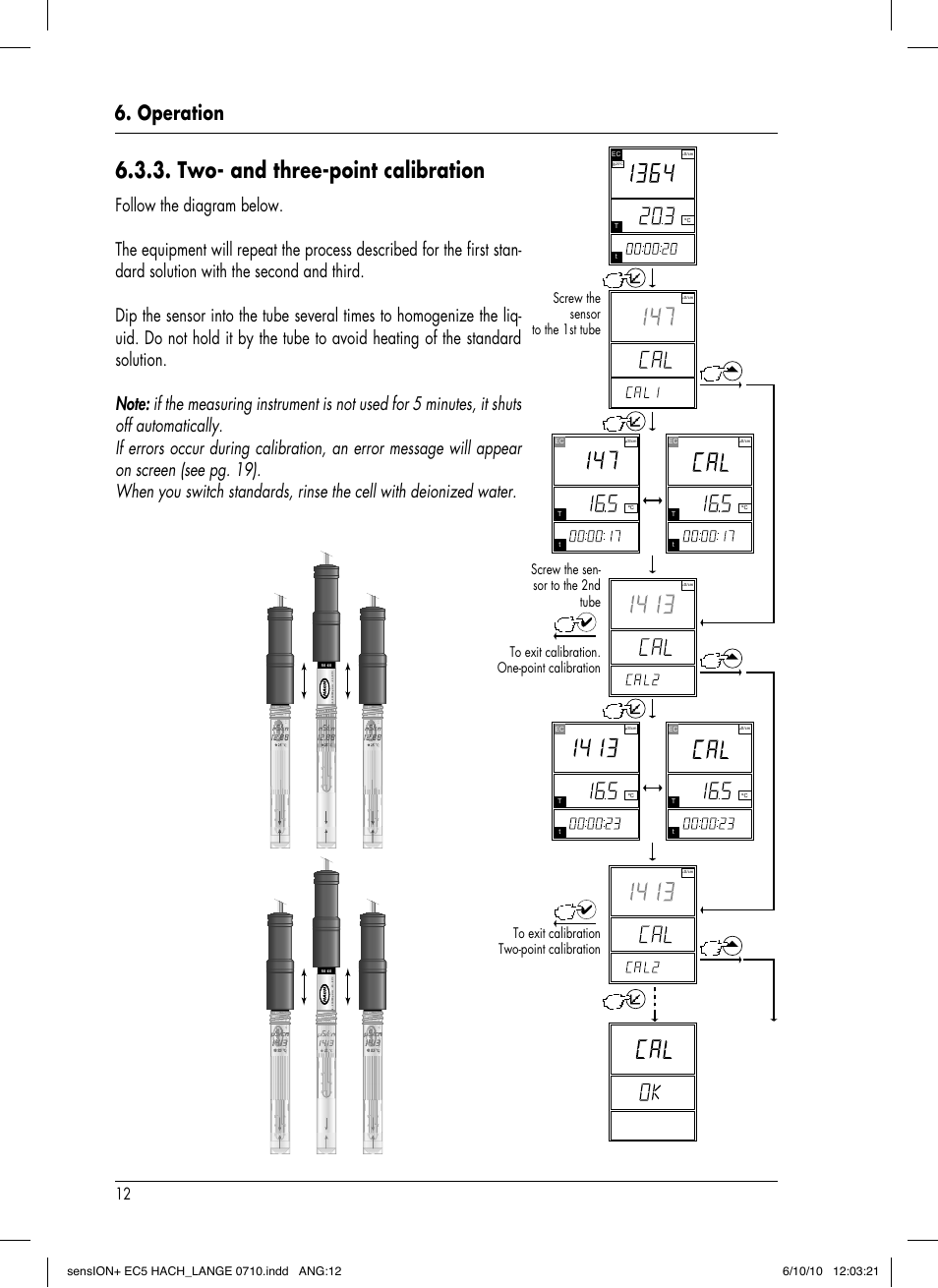 Two- and three-point calibration, Operation | Hach-Lange SENSION+ EC5 User Manual | Page 16 / 74