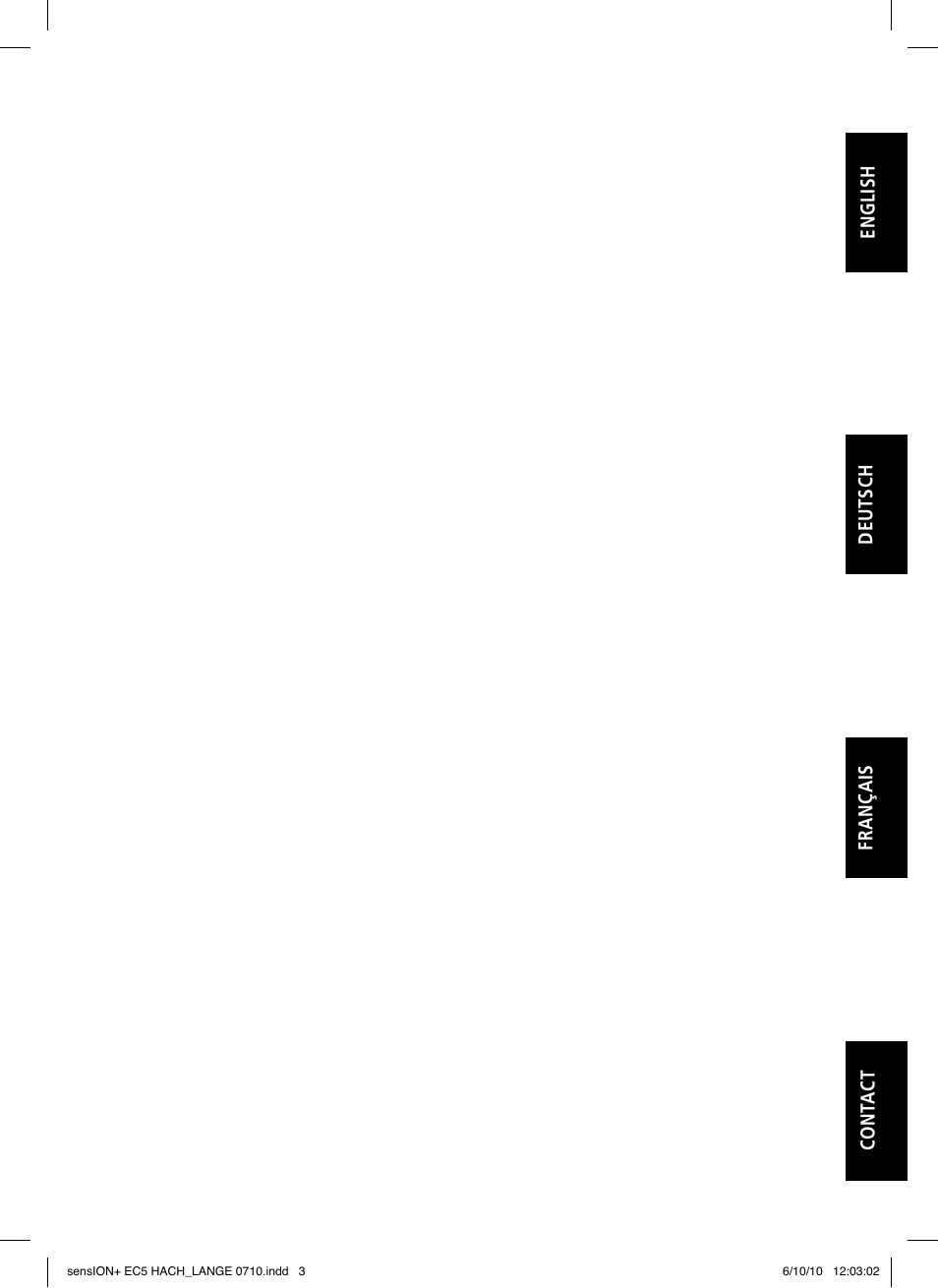 Cont act français deutsch english | Hach-Lange SENSION+ EC5 User Manual | Page 3 / 74