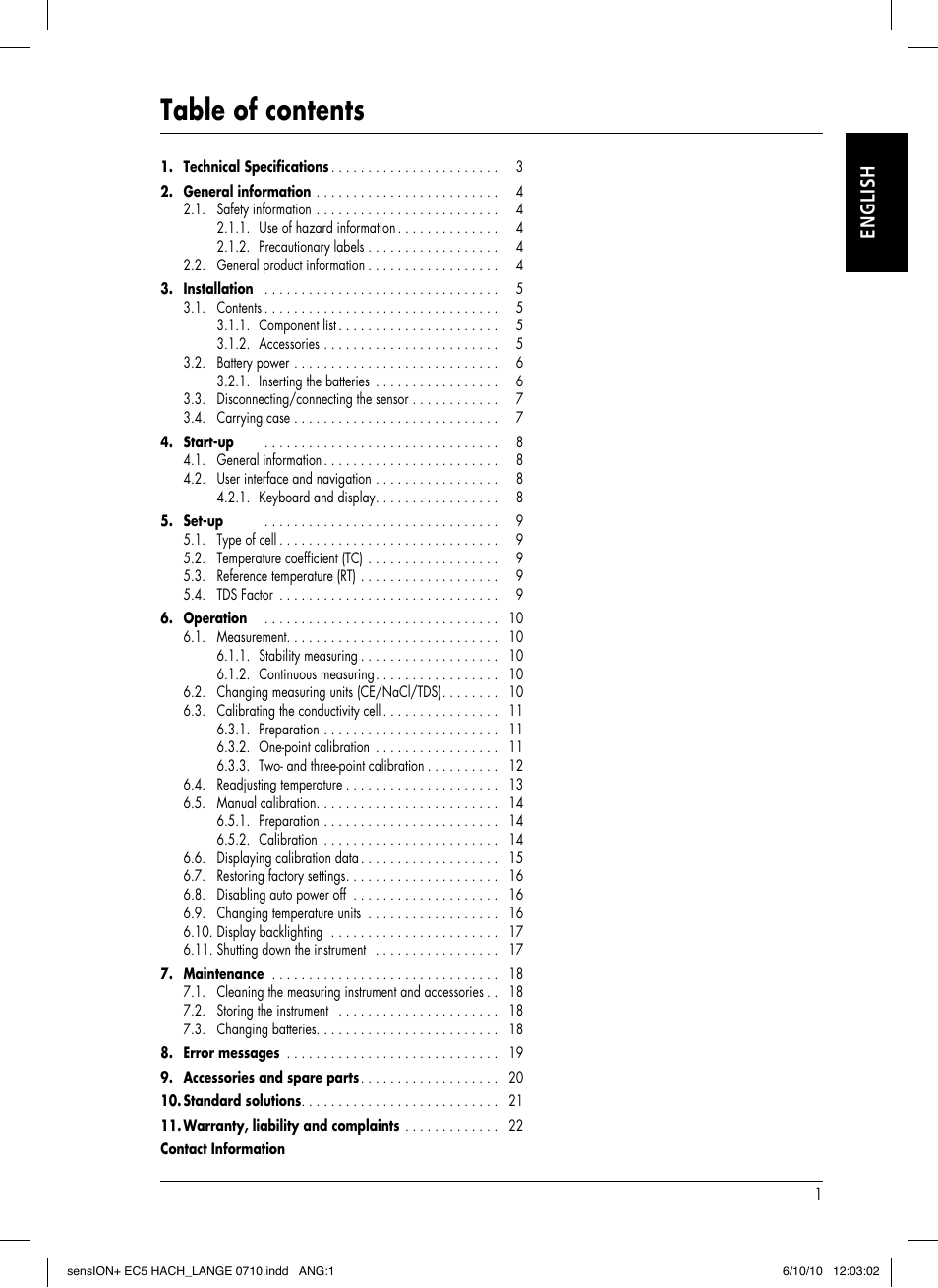 Hach-Lange SENSION+ EC5 User Manual | Page 5 / 74