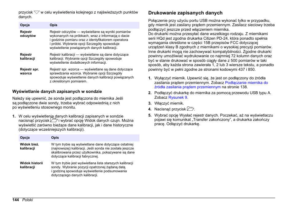 Wyświetlanie danych zapisanych w sondzie, Drukowanie zapisanych danych | Hach-Lange HQ30D Basic User Manual User Manual | Page 144 / 354