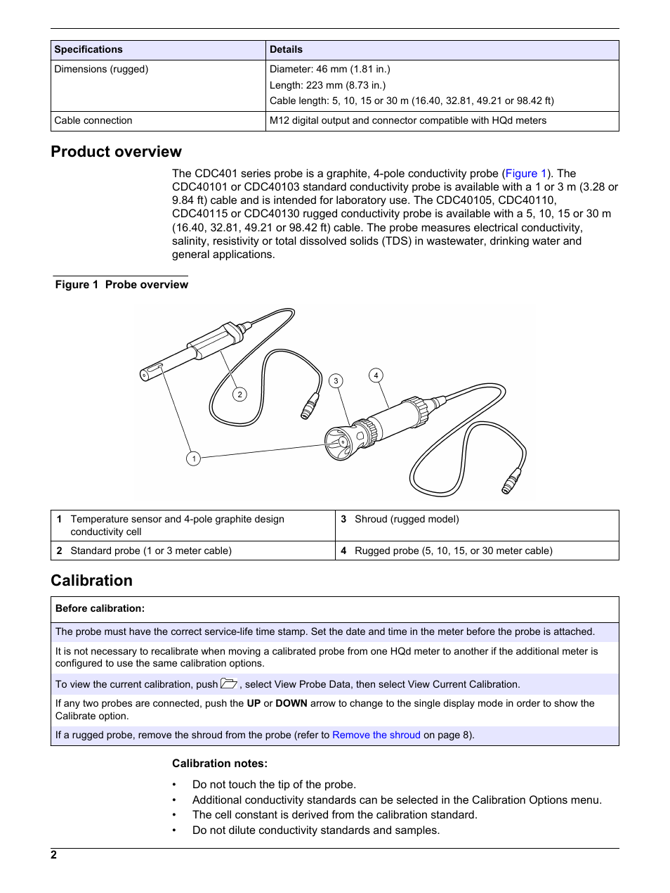 Product overview, Calibration | Hach-Lange PHC10130 User Manual User Manual | Page 2 / 10