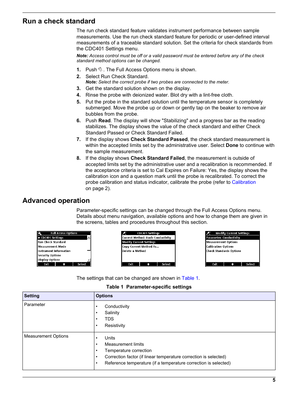 Run a check standard, Advanced operation | Hach-Lange PHC10130 User Manual User Manual | Page 5 / 10