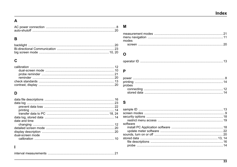 Index | Hach-Lange HQD Portable Meter User Manual User Manual | Page 35 / 38