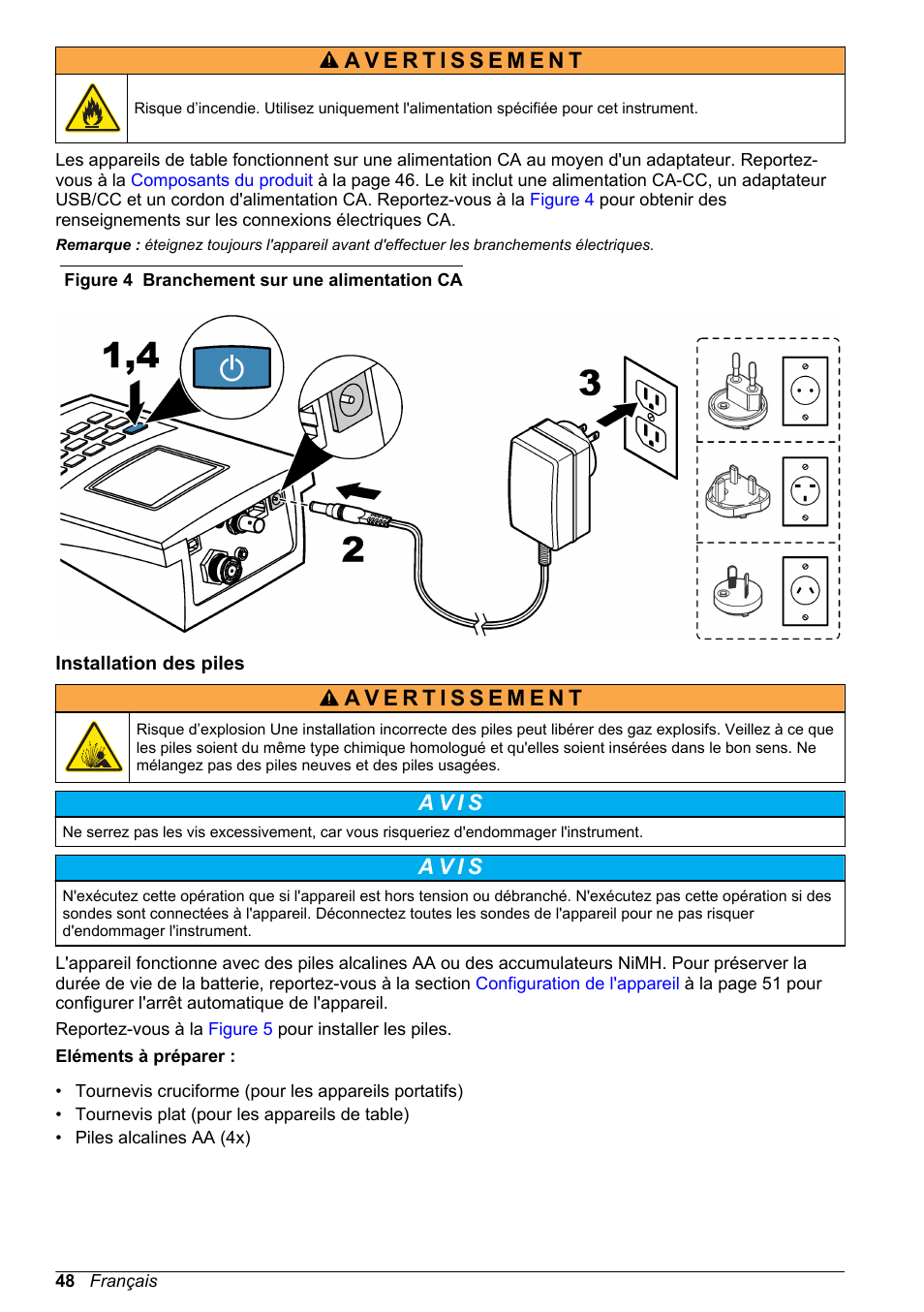 Installation des piles, A v i s | Hach-Lange H-Series Meters Basic User Manual User Manual | Page 48 / 136