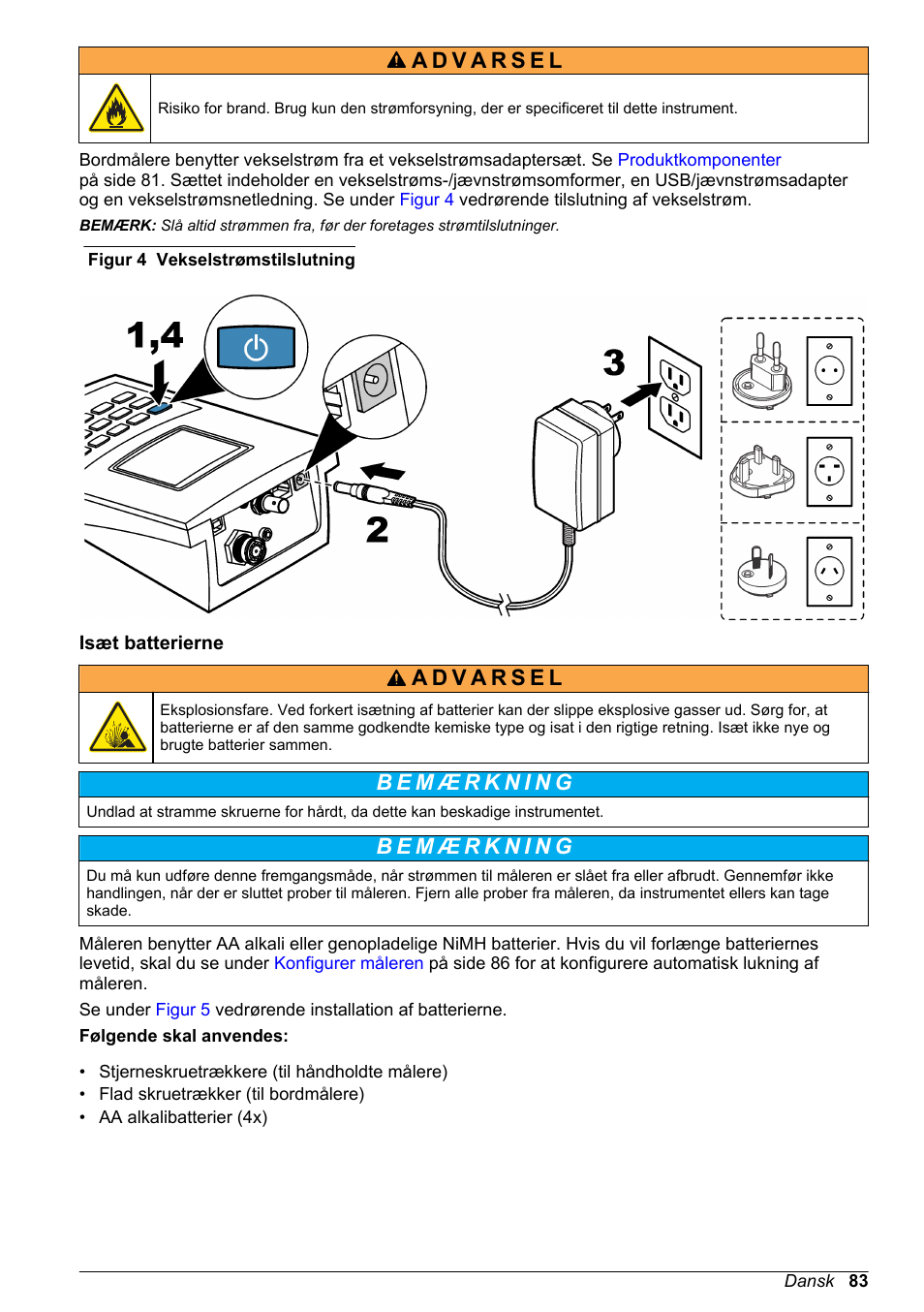 Isæt batterierne | Hach-Lange H-Series Meters Basic User Manual User Manual | Page 83 / 136
