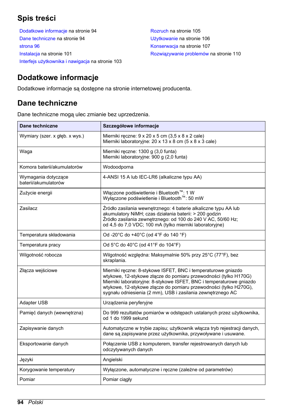 Hach-Lange H-Series Meters Basic User Manual User Manual | Page 94 / 136