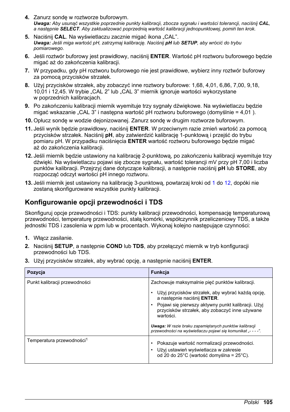 Konfigurowanie opcji przewodności i tds | Hach-Lange H170 User Manual User Manual | Page 105 / 134