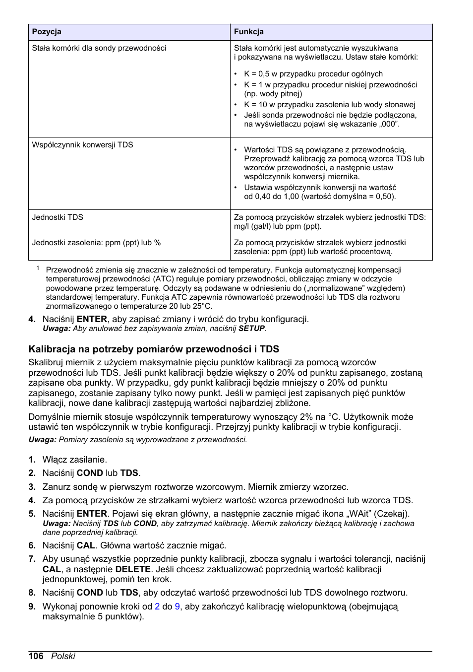 Kalibracja na potrzeby pomiarów przewodności i tds | Hach-Lange H170 User Manual User Manual | Page 106 / 134