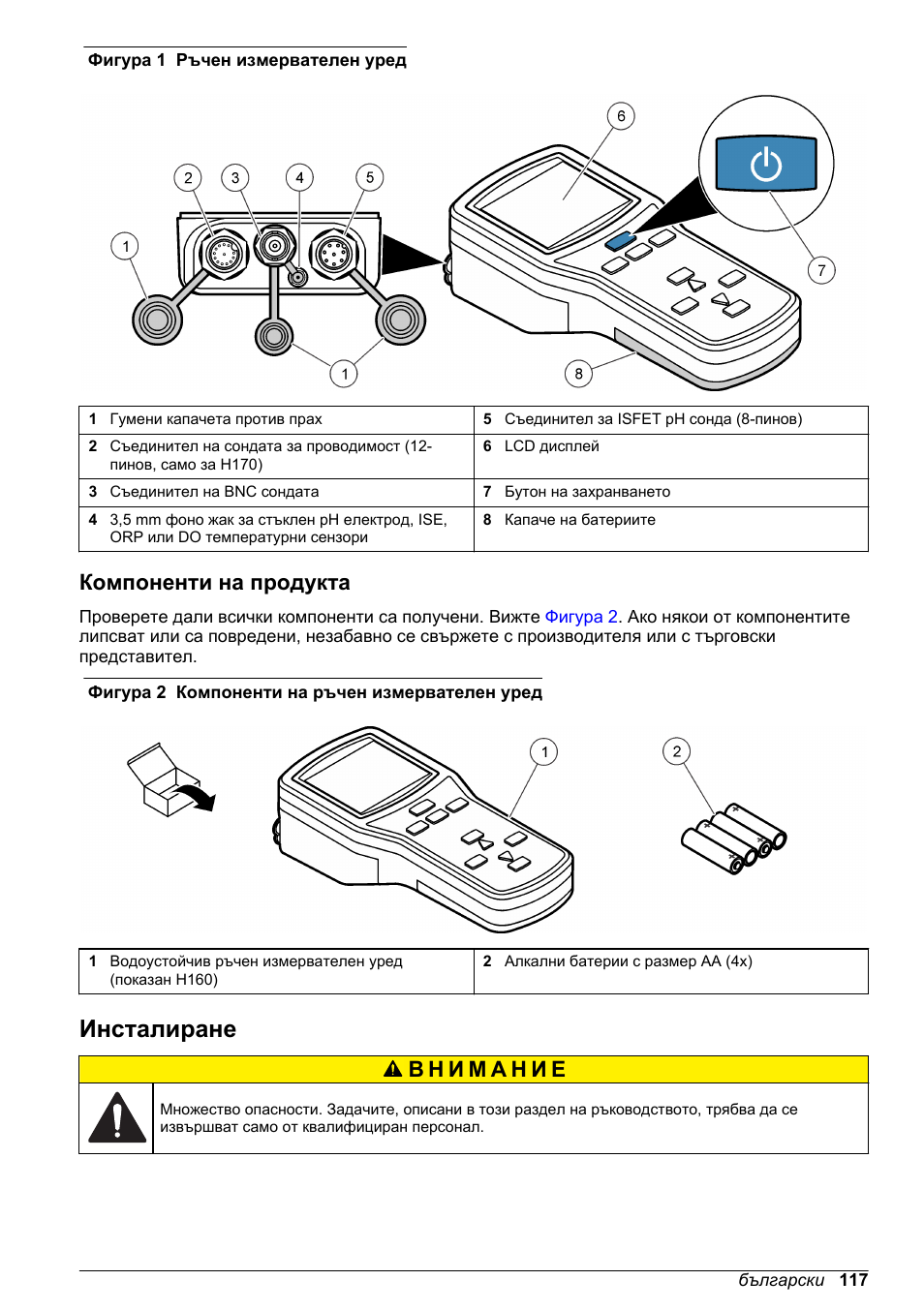 Компоненти на продукта, Инсталиране | Hach-Lange H170 User Manual User Manual | Page 117 / 134