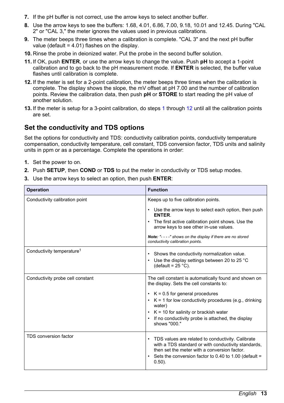 Set the conductivity and tds options | Hach-Lange H170 User Manual User Manual | Page 13 / 134