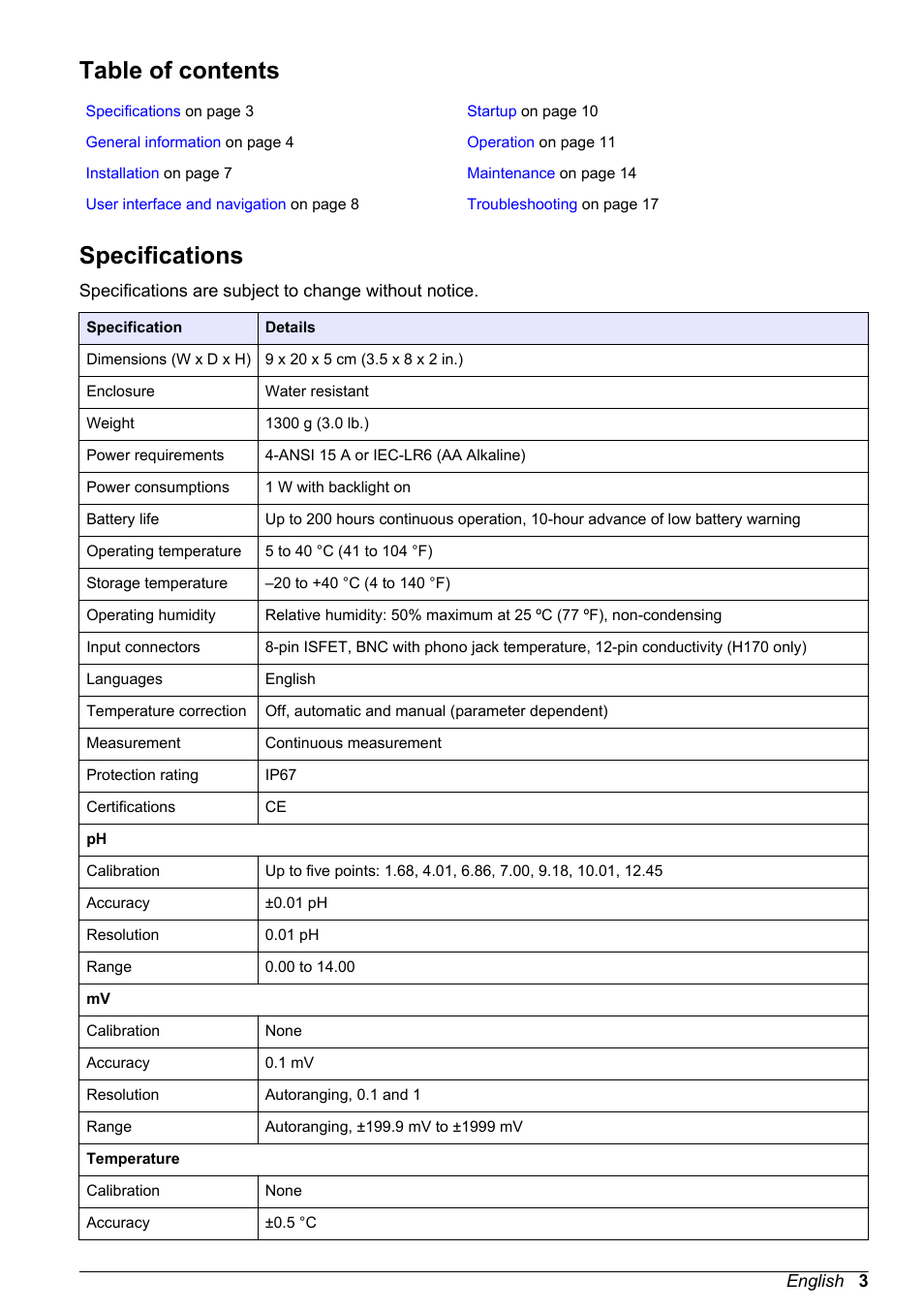 Hach-Lange H170 User Manual User Manual | Page 3 / 134