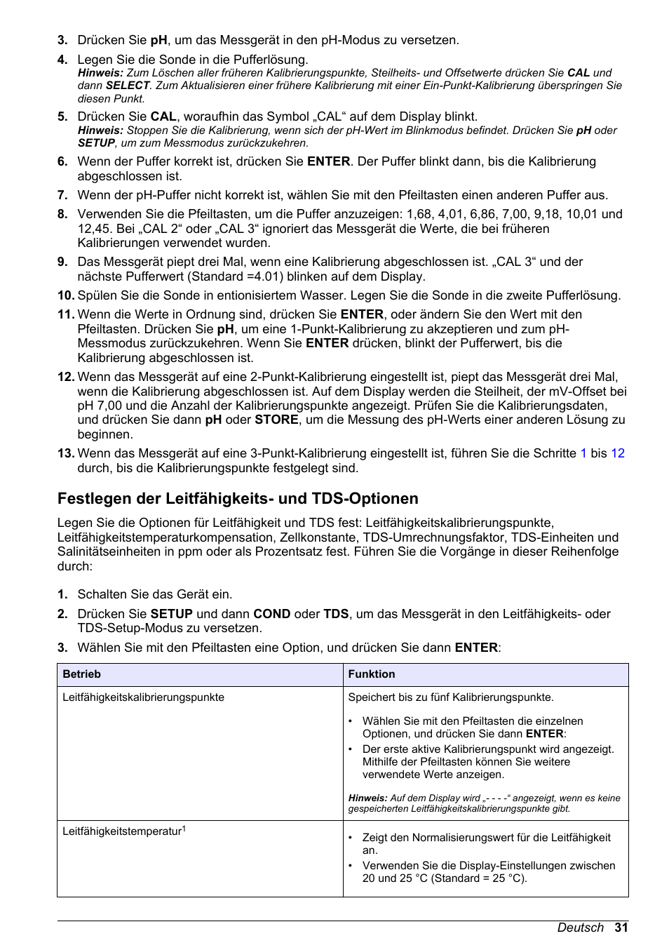 Festlegen der leitfähigkeits- und tds-optionen | Hach-Lange H170 User Manual User Manual | Page 31 / 134