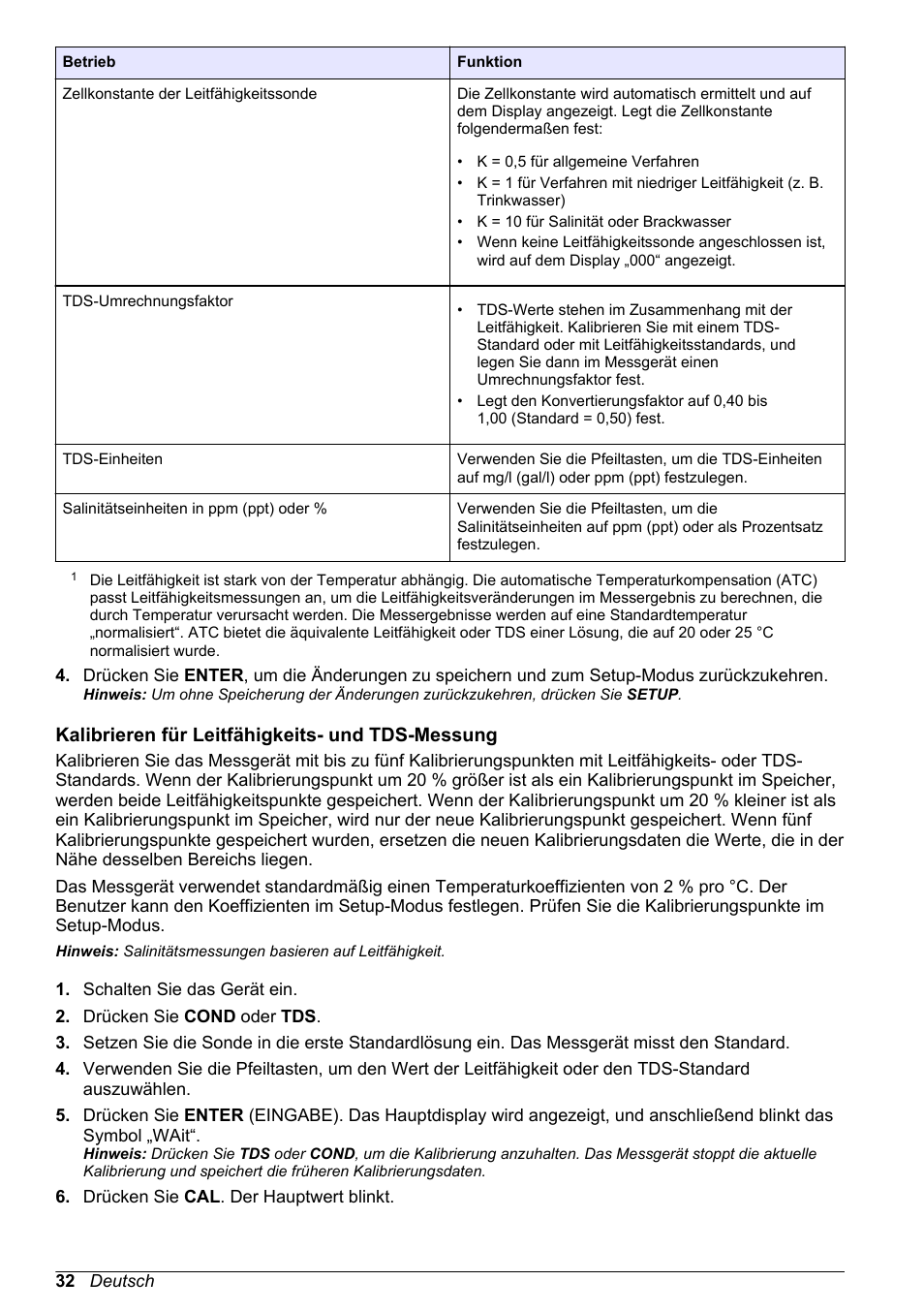 Kalibrieren für leitfähigkeits- und tds-messung | Hach-Lange H170 User Manual User Manual | Page 32 / 134
