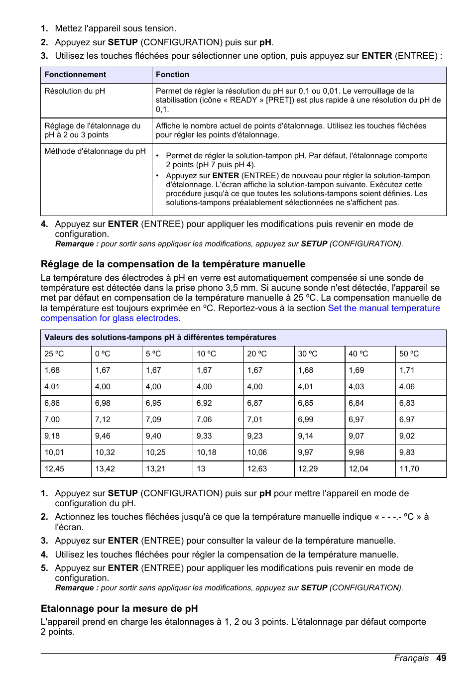 Etalonnage pour la mesure de ph | Hach-Lange H170 User Manual User Manual | Page 49 / 134