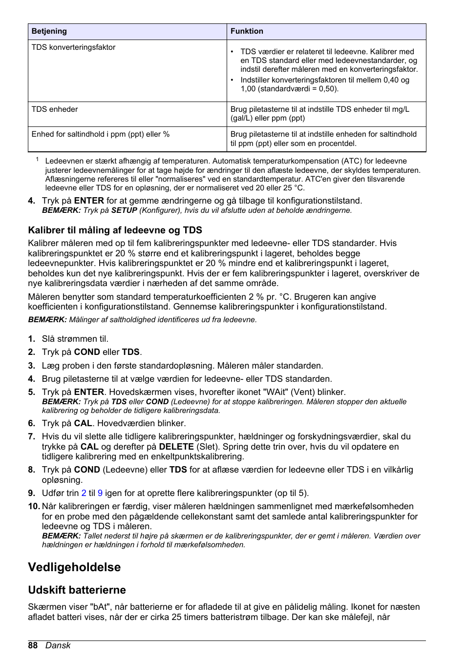 Kalibrer til måling af ledeevne og tds, Vedligeholdelse, Udskift batterierne | Hach-Lange H170 User Manual User Manual | Page 88 / 134