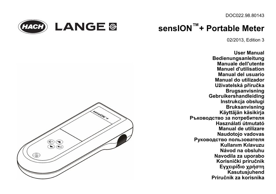 Hach-Lange SENSION+, Portable Meter, LPG2500 User Manual | 388 pages