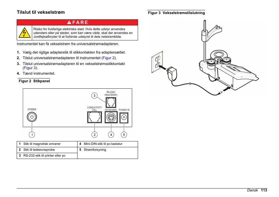 Tilslut til vekselstrøm | Hach-Lange SENSION+ EC71 User Manual | Page 113 / 362