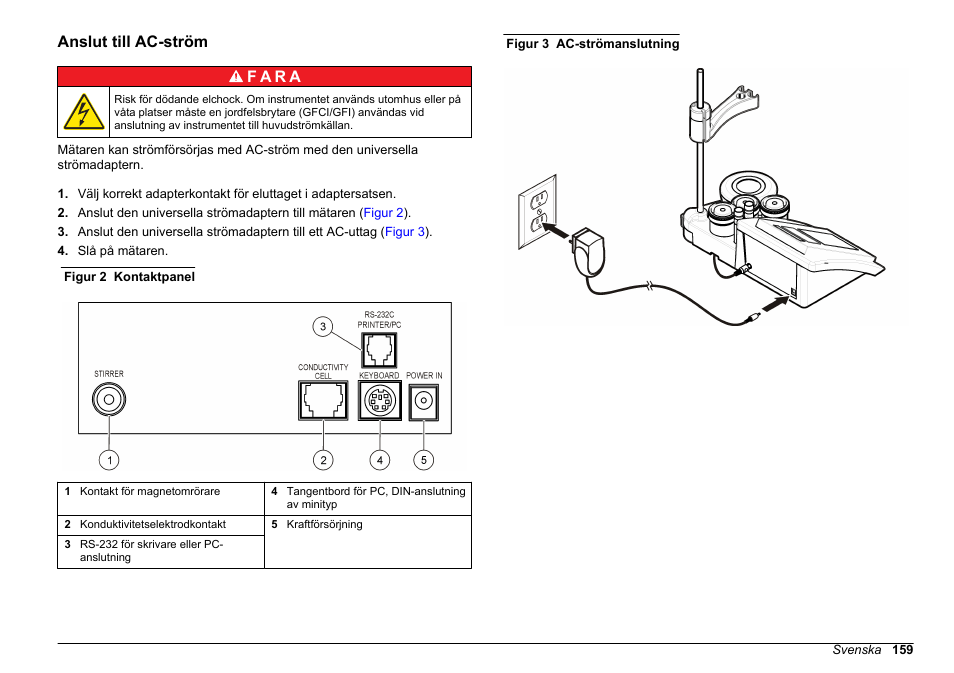 Anslut till ac-ström | Hach-Lange SENSION+ EC71 User Manual | Page 159 / 362