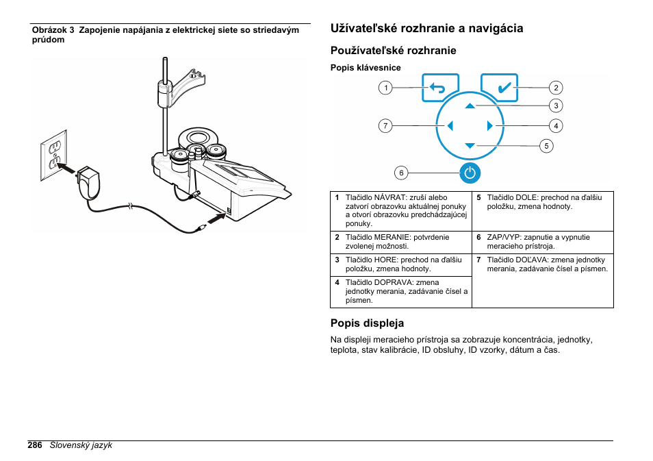 Užívateľské rozhranie a navigácia, Používateľské rozhranie, Popis displeja | Obrázok 3 | Hach-Lange SENSION+ EC71 User Manual | Page 286 / 362