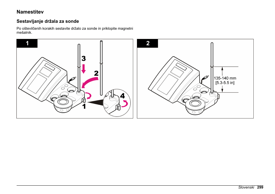 Namestitev, Sestavljanje držala za sonde | Hach-Lange SENSION+ EC71 User Manual | Page 299 / 362