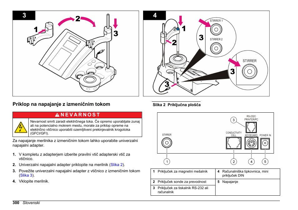 Priklop na napajanje z izmeničnim tokom | Hach-Lange SENSION+ EC71 User Manual | Page 300 / 362