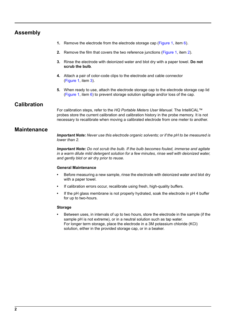 Assembly, Calibration, Maintenance | Hach-Lange PHC101-03 Instruction Sheet User Manual | Page 2 / 4