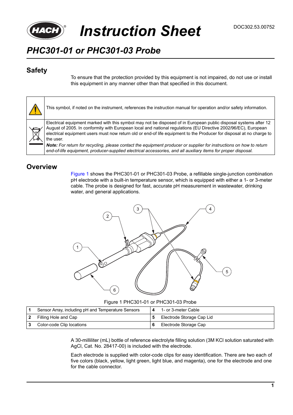 Hach-Lange PHC301-03 Instruction Sheet User Manual | 4 pages