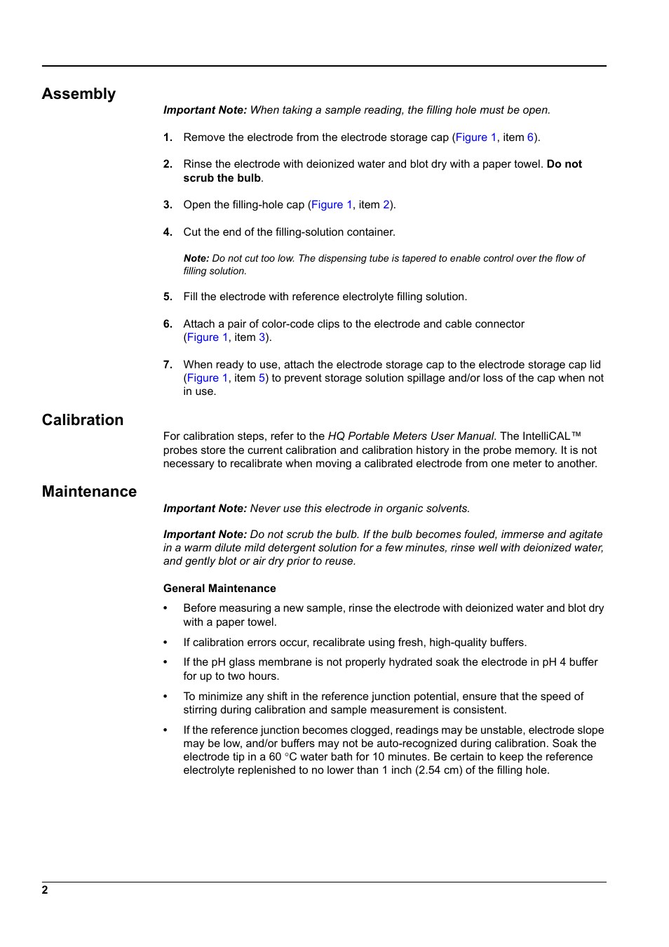 Assembly, Calibration, Maintenance | Hach-Lange PHC301-03 Instruction Sheet User Manual | Page 2 / 4