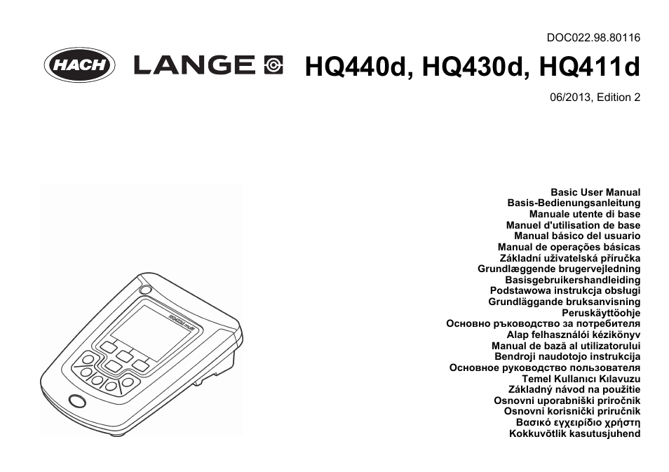 Hach-Lange HQ411D Basic User Manual User Manual | 324 pages