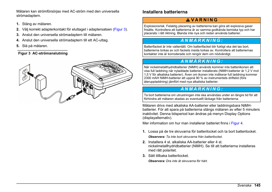 Installera batterierna | Hach-Lange HQ411D Basic User Manual User Manual | Page 145 / 324