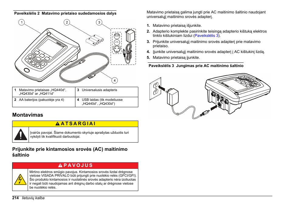 Montavimas | Hach-Lange HQ411D Basic User Manual User Manual | Page 214 / 324