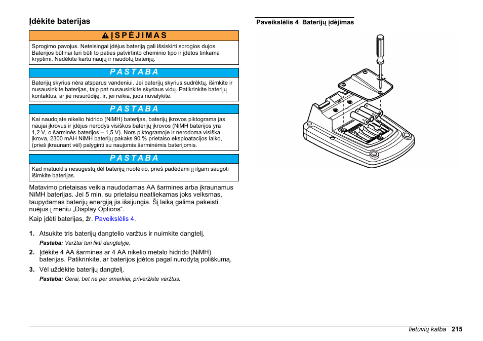 Įdėkite baterijas | Hach-Lange HQ411D Basic User Manual User Manual | Page 215 / 324