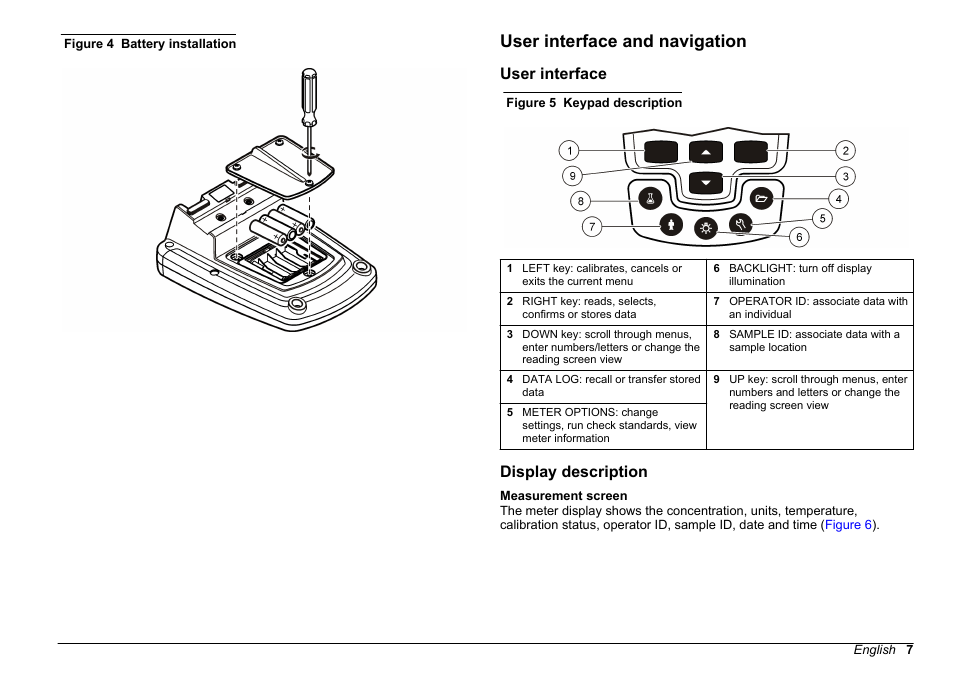 User interface and navigation, User interface, Display description | Hach-Lange HQ411D Basic User Manual User Manual | Page 7 / 324