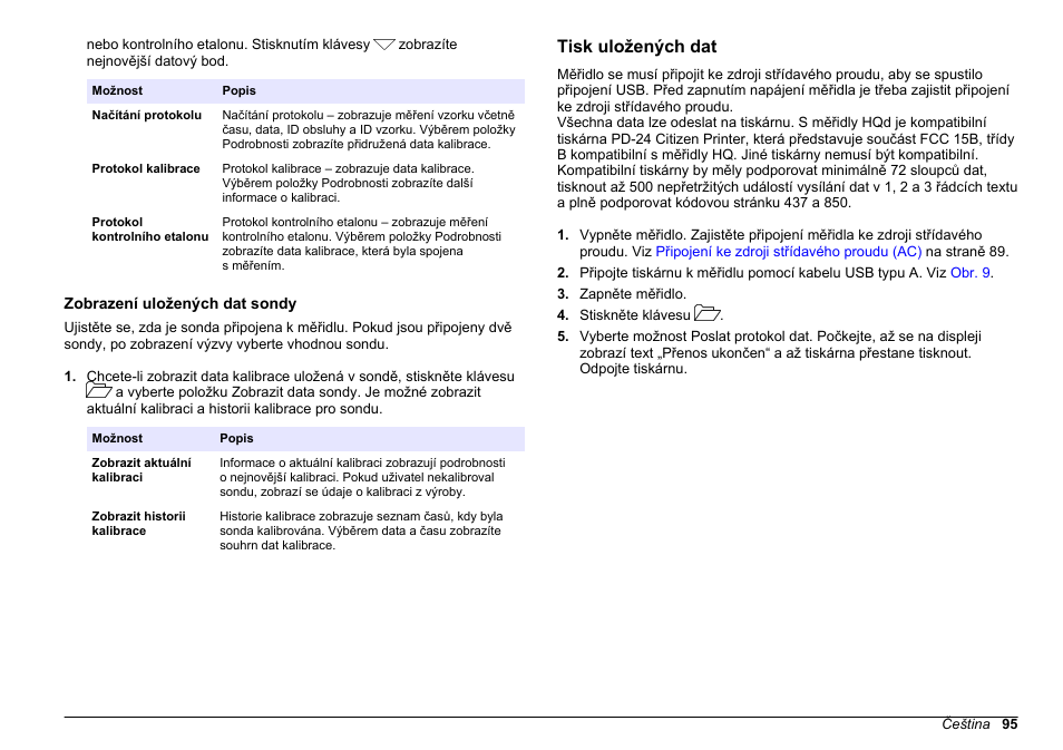 Zobrazení uložených dat sondy, Tisk uložených dat | Hach-Lange HQ411D Basic User Manual User Manual | Page 95 / 324