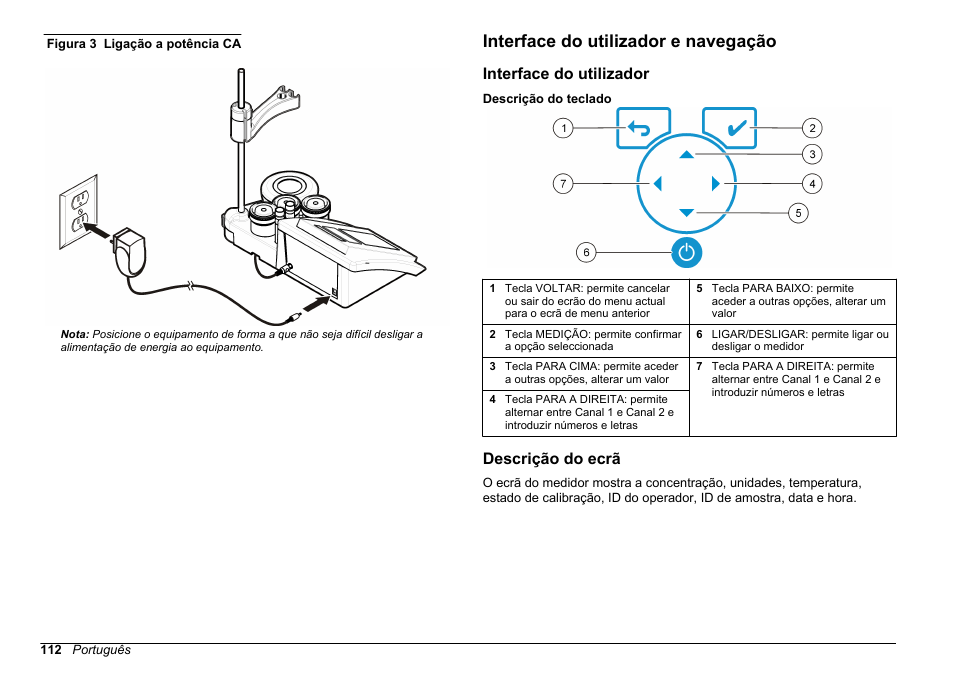 Interface do utilizador e navegação, Interface do utilizador, Descrição do ecrã | Figura 3 | Hach-Lange SENSION+ MM374 User Manual | Page 112 / 490