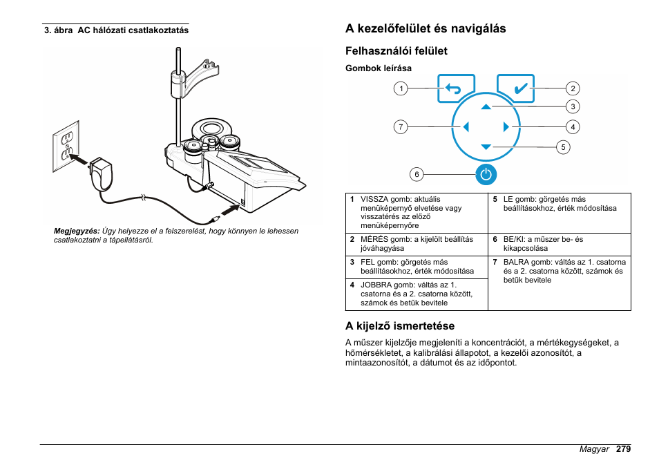 A kezelőfelület és navigálás, Felhasználói felület, A kijelző ismertetése | Ábra | Hach-Lange SENSION+ MM374 User Manual | Page 279 / 490