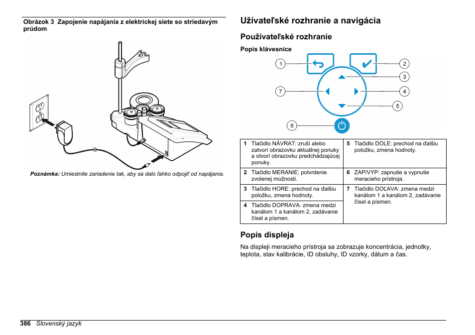 Užívateľské rozhranie a navigácia, Používateľské rozhranie, Popis displeja | Obrázok 3 | Hach-Lange SENSION+ MM374 User Manual | Page 386 / 490
