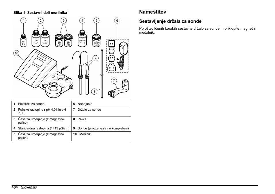 Namestitev, Sestavljanje držala za sonde | Hach-Lange SENSION+ MM374 User Manual | Page 404 / 490