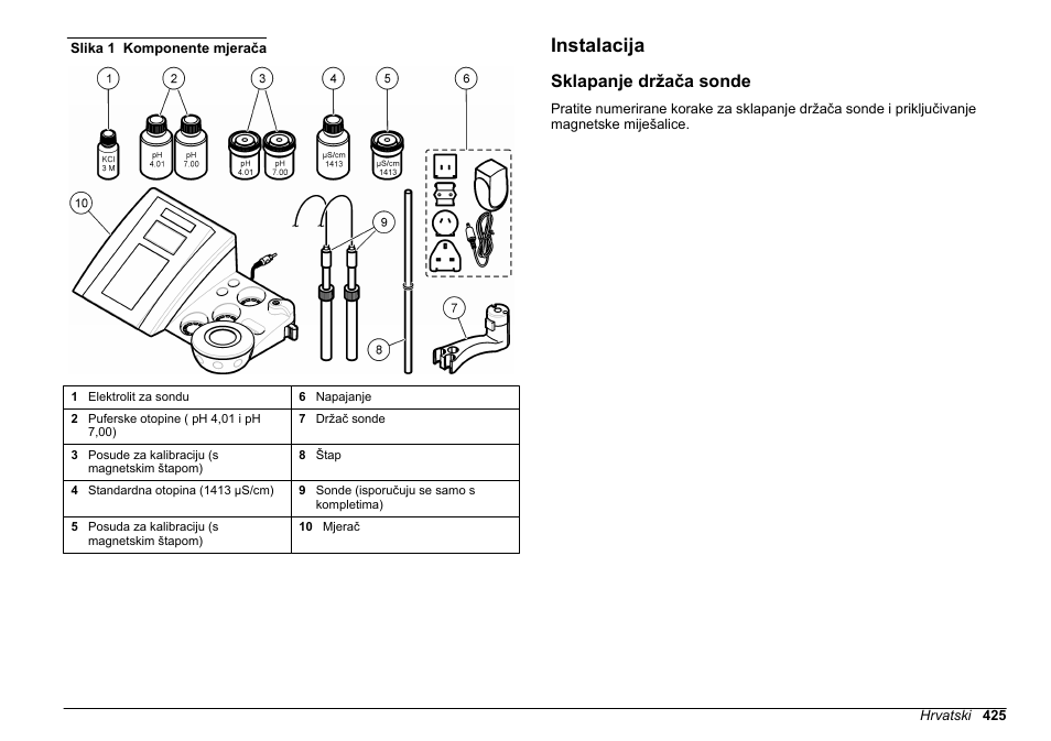 Instalacija, Sklapanje držača sonde | Hach-Lange SENSION+ MM374 User Manual | Page 425 / 490
