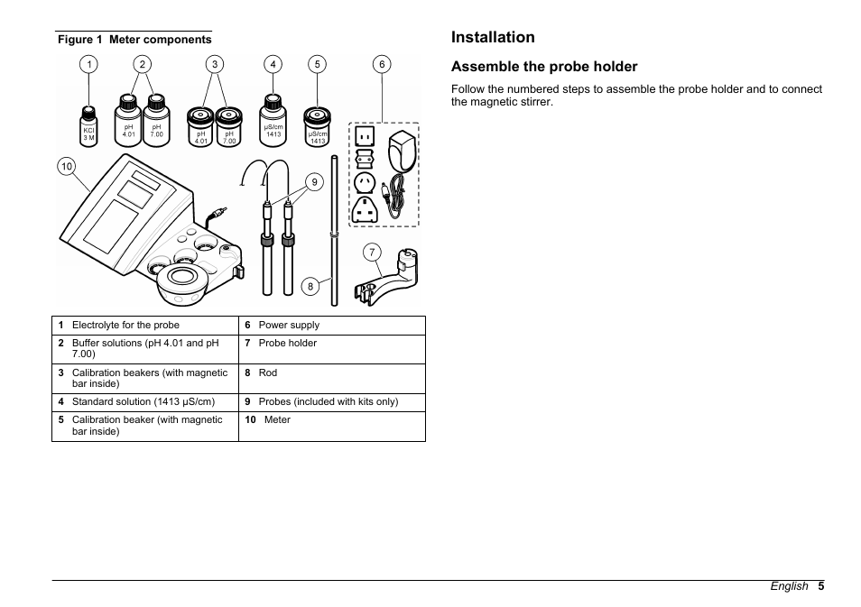 Installation, Assemble the probe holder | Hach-Lange SENSION+ MM374 User Manual | Page 5 / 490