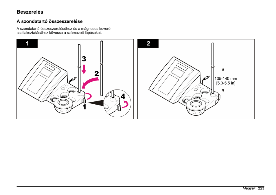 Beszerelés, A szondatartó összeszerelése | Hach-Lange SENSION+ pH31 User Manual | Page 223 / 394