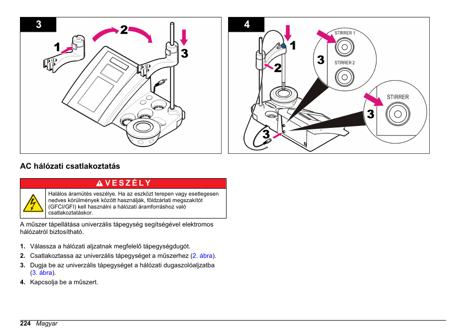 Ac hálózati csatlakoztatás | Hach-Lange SENSION+ pH31 User Manual | Page 224 / 394